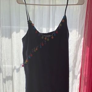 Pom Pom silky mini dress in navy